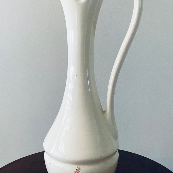 Vintage Tall Ceramic Pitcher Vase with Floral Design, Tall vintage floral Vase - Picture 4 of 6